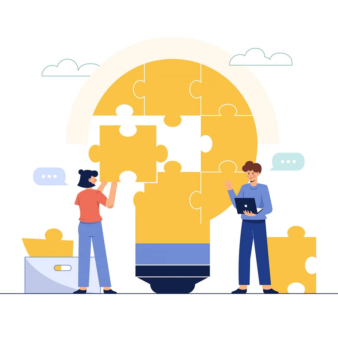 People solving puzzle