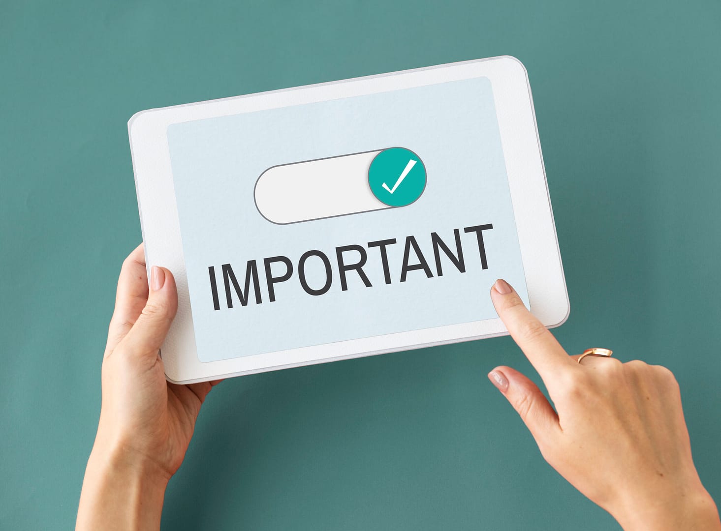 The word important in a card