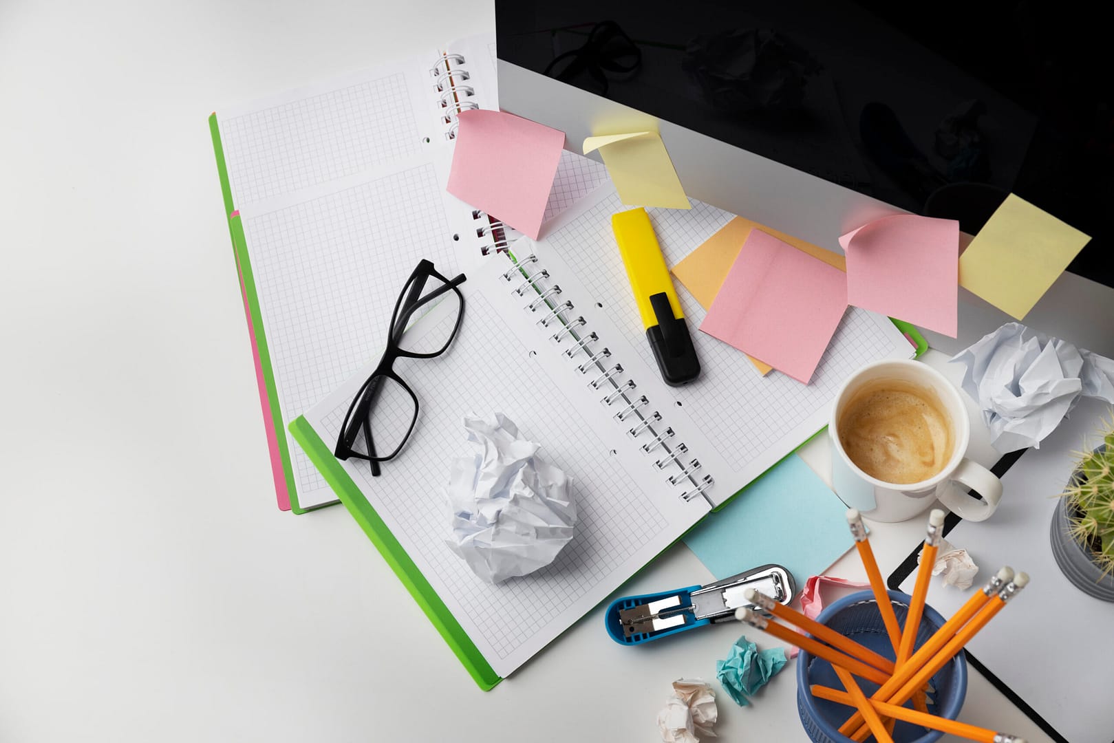 Stationary items on Office desk